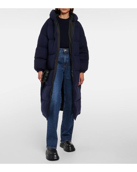 Manteau doudoune en laine et cachemire Yves Salomon en coloris Blue