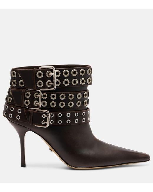 Mach & Mach Black Ankle Boots Buckle Belt 95 Aus Leder