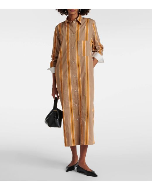 Totême  Natural Jacquard Striped Cotton-blend Shirt Dress