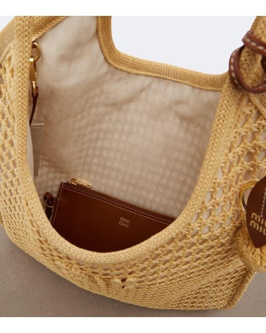 Miu Miu Natural Ivy Crochet Raffia Tote Bag