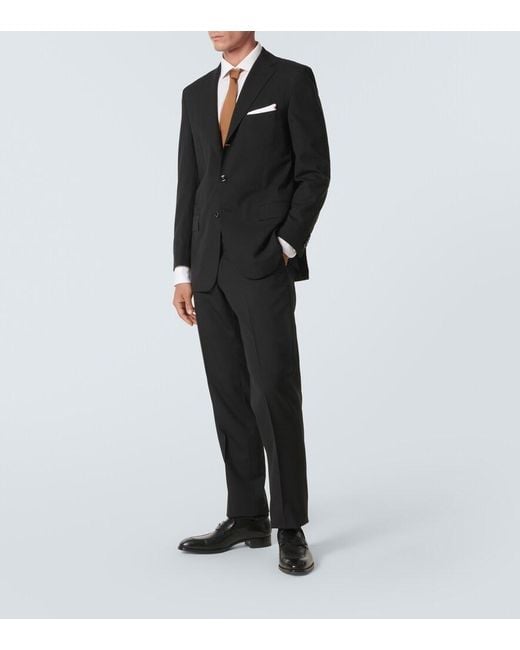 Kiton Black Single-Breasted Wool Suit for men