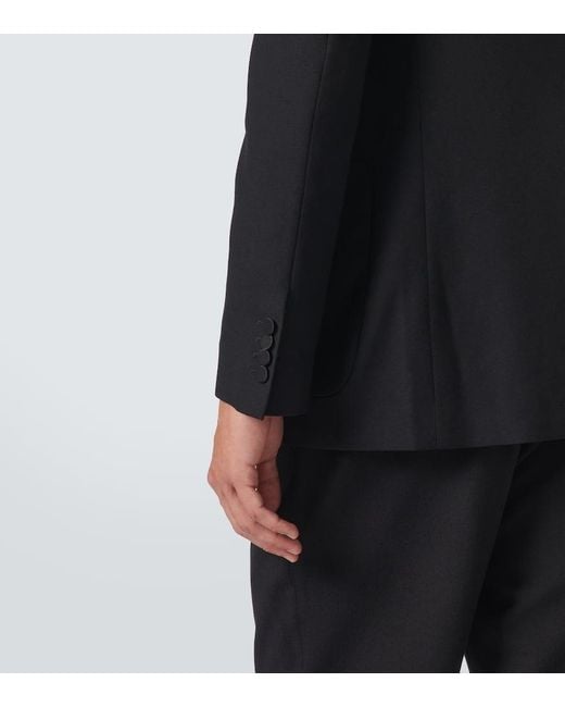Dries Van Noten Black Double-Breasted Wool-Blend Tuxedo Jacket for men