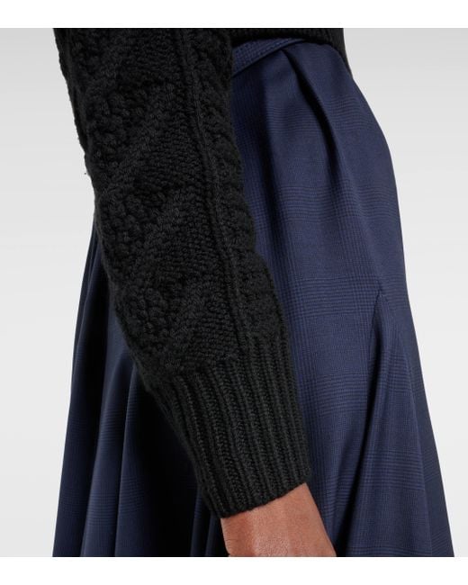 Emilia Wickstead Black Aleph Cropped Cable-knit Wool Cardigan