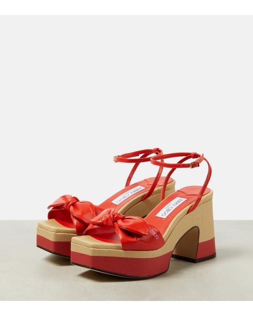 Sandalias Ricia 95 De Piel Con Plataforma Jimmy Choo de color Red