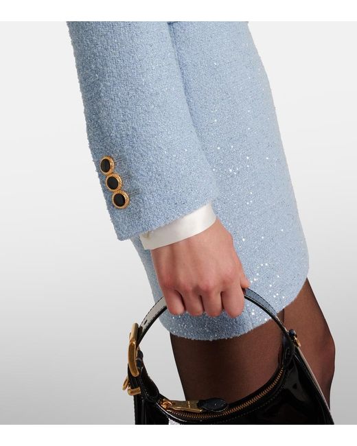 Veste En Tweed A Sequins Alessandra Rich en coloris Blue