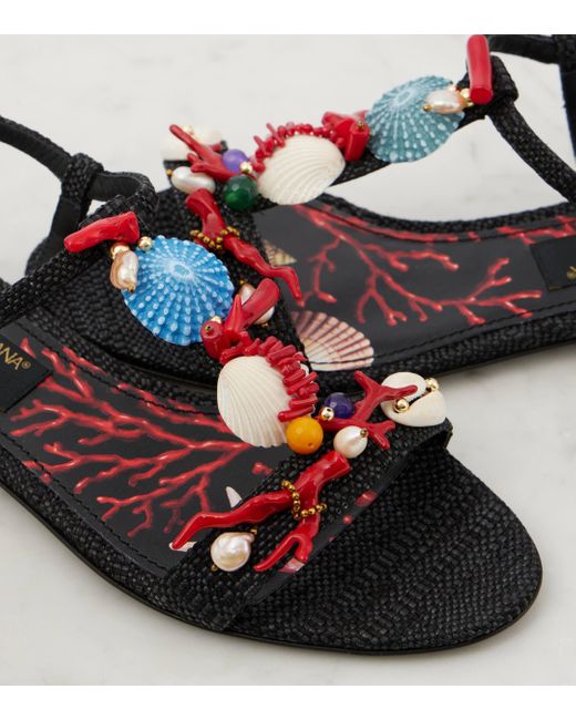 Dolce & Gabbana Black Capri Embellished Sandals