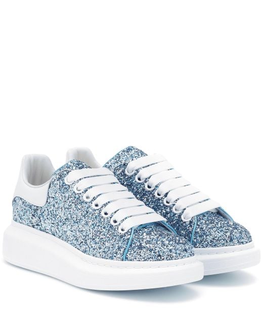 Alexander McQueen Blue 'oversized Sneaker' In Coarse Glitter