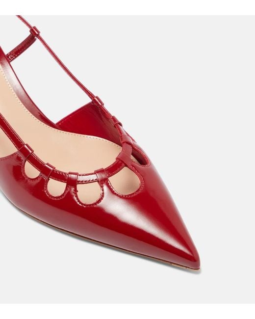 Gianvito Rossi Red Eloise 55 Patent Leather Slingback Pumps