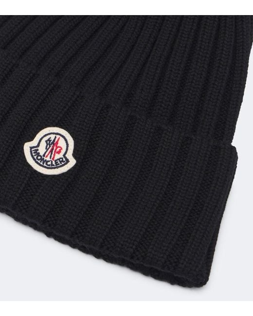 Moncler Black Virgin Wool Beanie