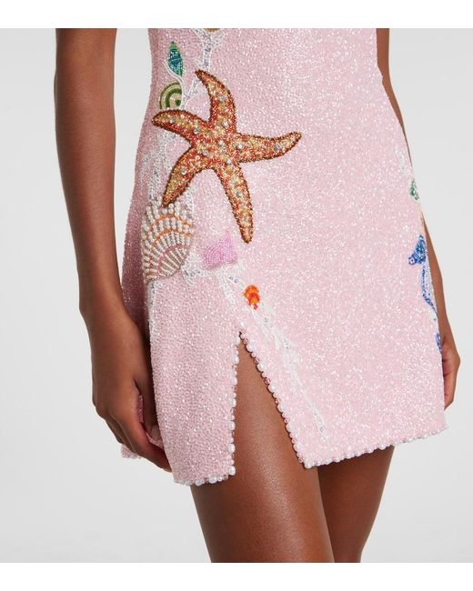 Clio Peppiatt Pink Marina Embellished Minidress