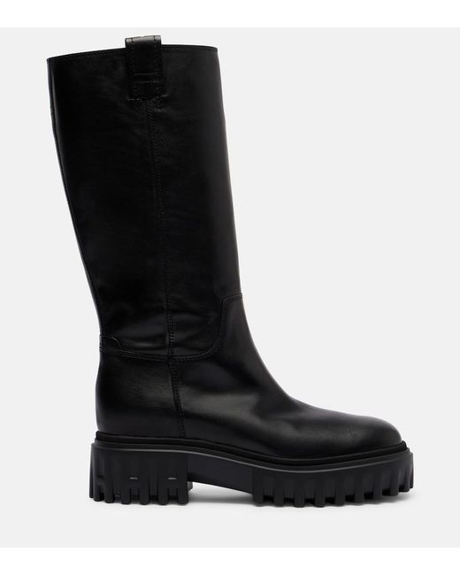Hogan Black H700 Leather Mid-Calf Boots