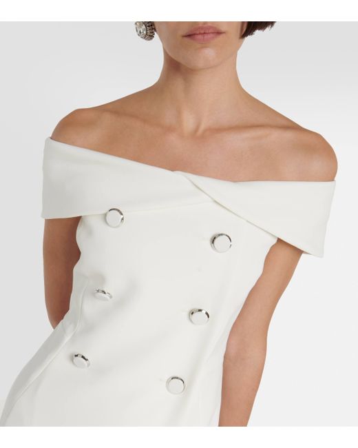 Max Mara White Bridal Fiandra Off-shoulder Minidress