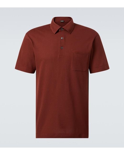 Polo En Pique De Algodon Zegna de hombre de color Red