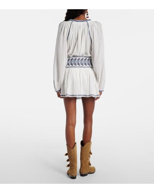 Isabel Marant White Picadilia Embroidered Cotton Miniskirt