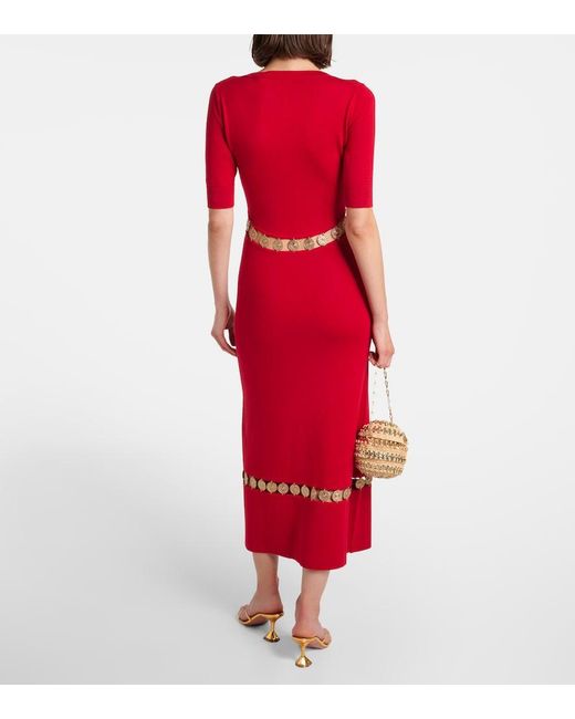 Rabanne Red Wool-Blend Maxi Dress