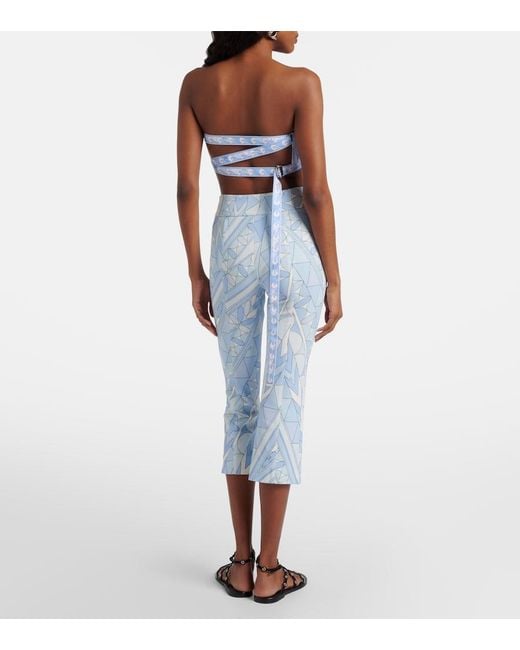 Emilio Pucci Blue Angoli Jersey Capri Pants