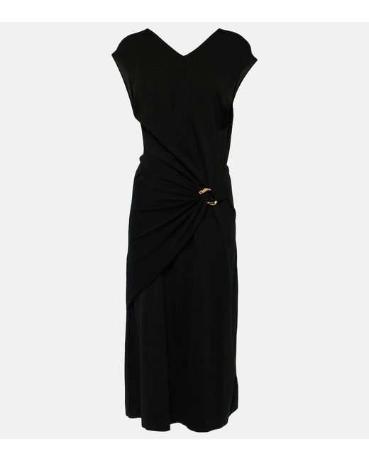 Jil Sander Black Virgin Wool Midi Dress