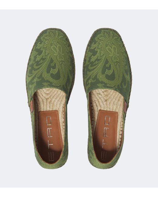 Etro Green Paisley Gabardine Espadrilles for men