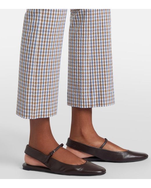 Veronica Beard Gray Gingham Seersucker Cropped Slim Pants