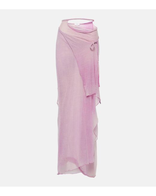 Jupe longue portefeuille en laine melangee Acne en coloris Pink