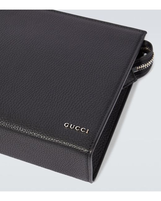 Pochette in pelle con logo di Gucci in Black da Uomo