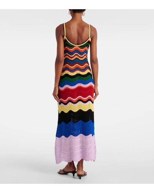 LaDoubleJ White Chevron Crochet Cotton Maxi Dress