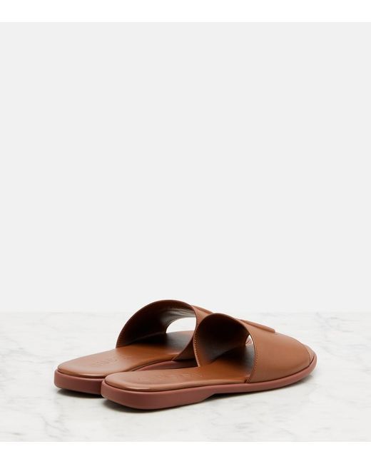 Gucci Brown Double G Leather Slides