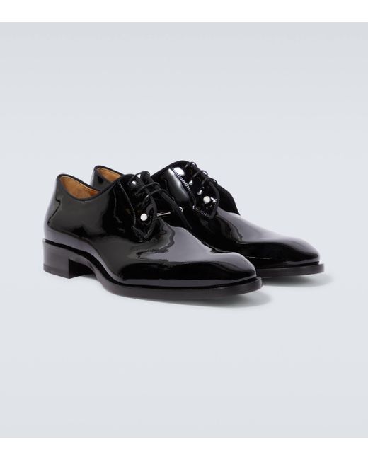 Christian Louboutin Black Chambeliss Patent Leather Derby Shoes for men