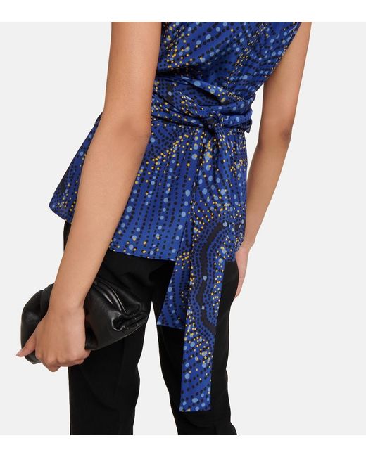 Altuzarra Blue Toppi Printed Silk Wrap-effect Top
