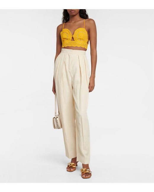Stella McCartney Yellow Broderie Anglaise Crop Top