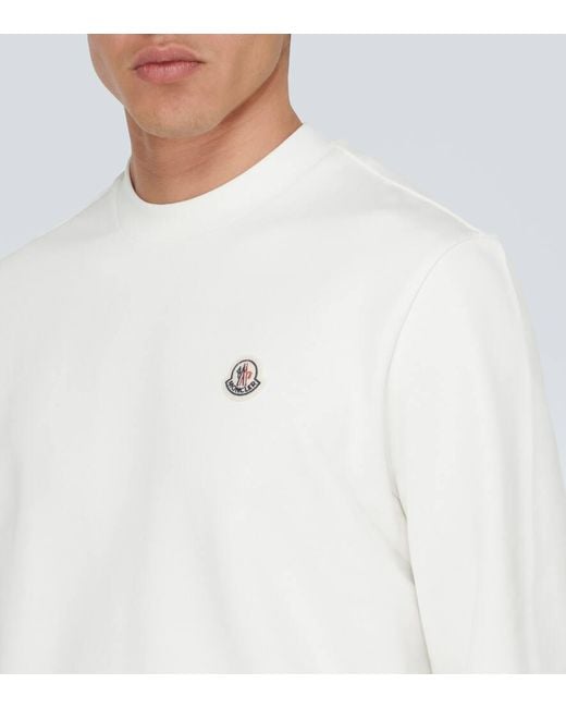 Felpa in cotone con logo di Moncler in White da Uomo
