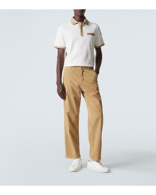 Polo De Pique De Algodon Con Logo Moncler de hombre de color White