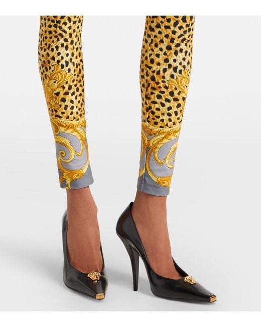 Versace Metallic Printed Jersey Leggings