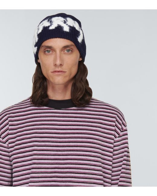 Off-White logo-intarsia virgin wool scarf - Blue