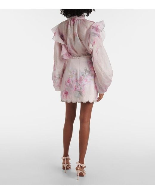 Zimmermann Pink Crush Linen Mini Skirt