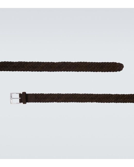 Kiton Brown Woven Suede Belt for men