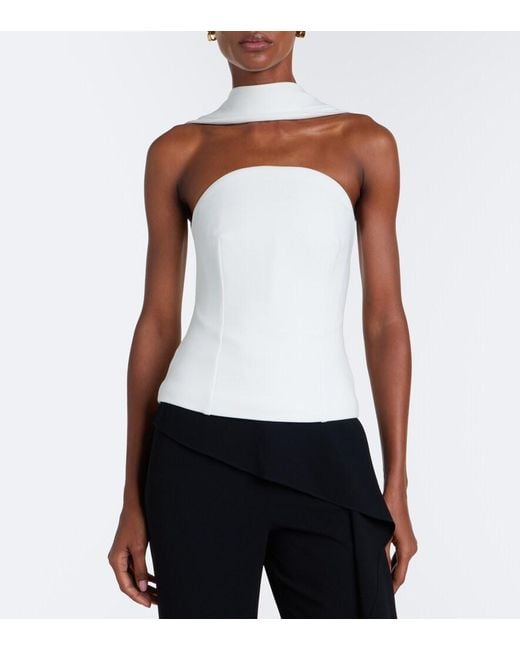Roland Mouret White Scarf-Detail Crepe Corset Top