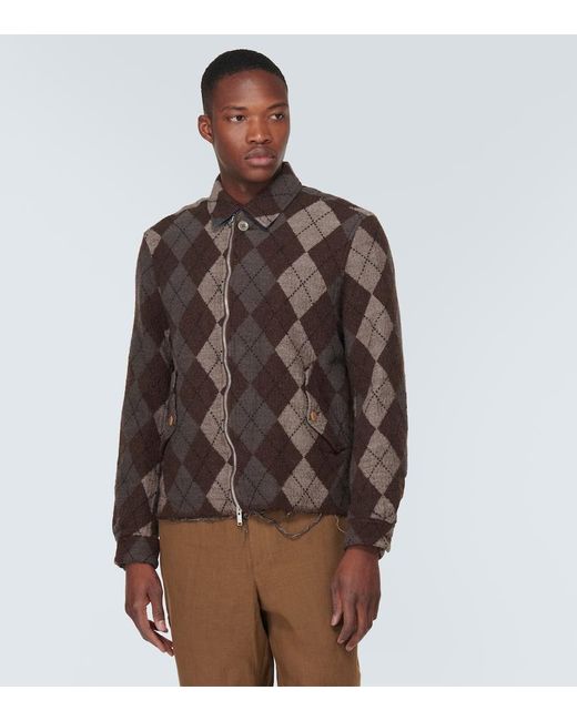 Undercover Brown Argyle Wool-blend Blouson Jacket for men