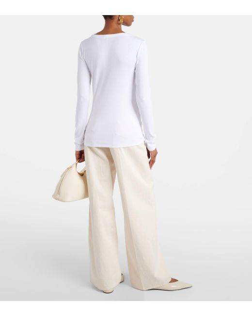 Totême  White Ribbed-knit Cotton Jersey Top