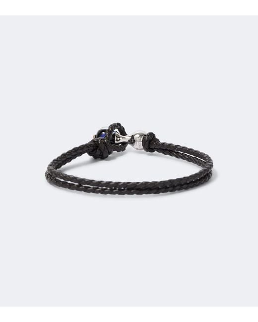 Bottega Veneta White Knot Sterling And Leather Bracelet for men