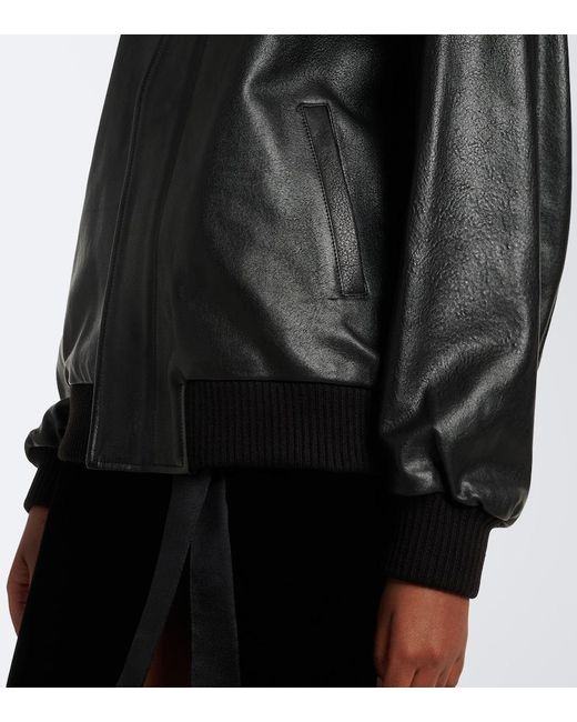 Nour Hammour Black Toyen Leather Blouson Jacket