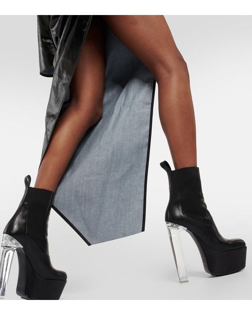 Rick Owens Black Asymmetrical Denim Gown