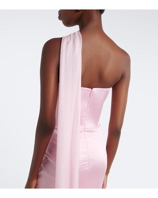 The New Arrivals Ilkyaz Ozel Pink Julietta Scarf-Detail Satin Gown