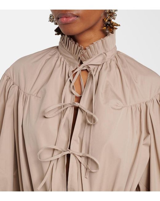Dries Van Noten Natural Ruffled Cotton Shirt Dress