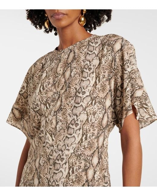 Isabel Marant Natural Keany Printed Silk-Blend Midi Dress