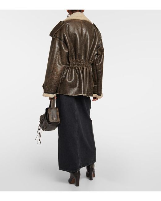 The Mannei Brown Jordan Shearling-lined Leather Coat