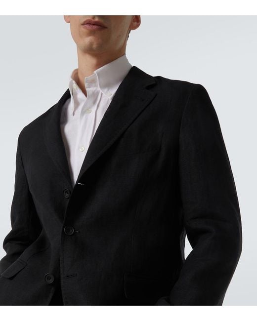 Rubinacci Black Linen Blazer for men
