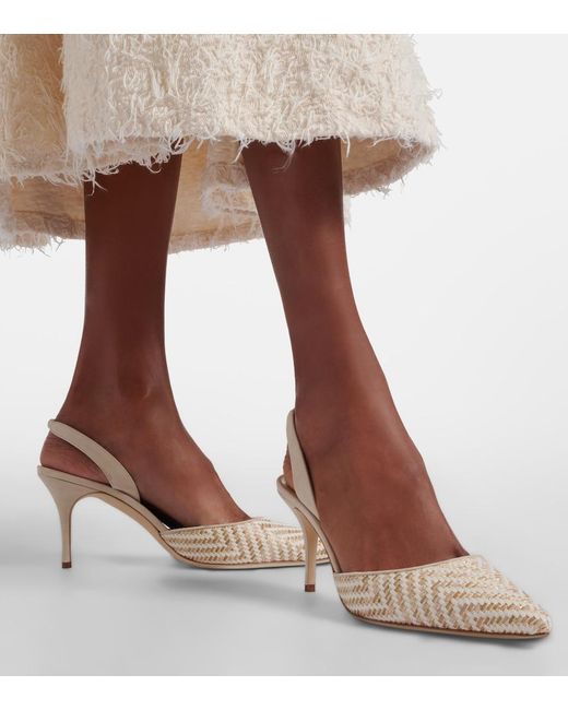 Manolo Blahnik Natural Carolyne Woven Slingback Pumps