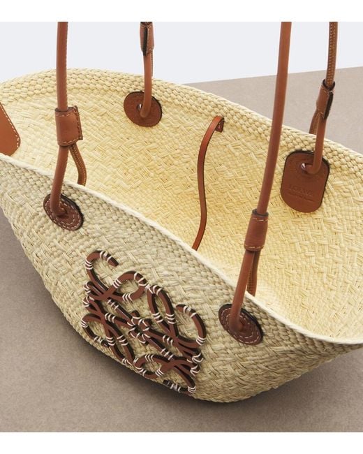 Loewe White Anagram Small Leather-Trimmed Basket Bag