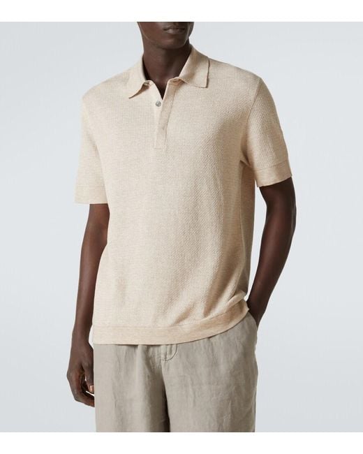 Zegna Natural Cotton, Linen, And Silk Polo Shirt for men